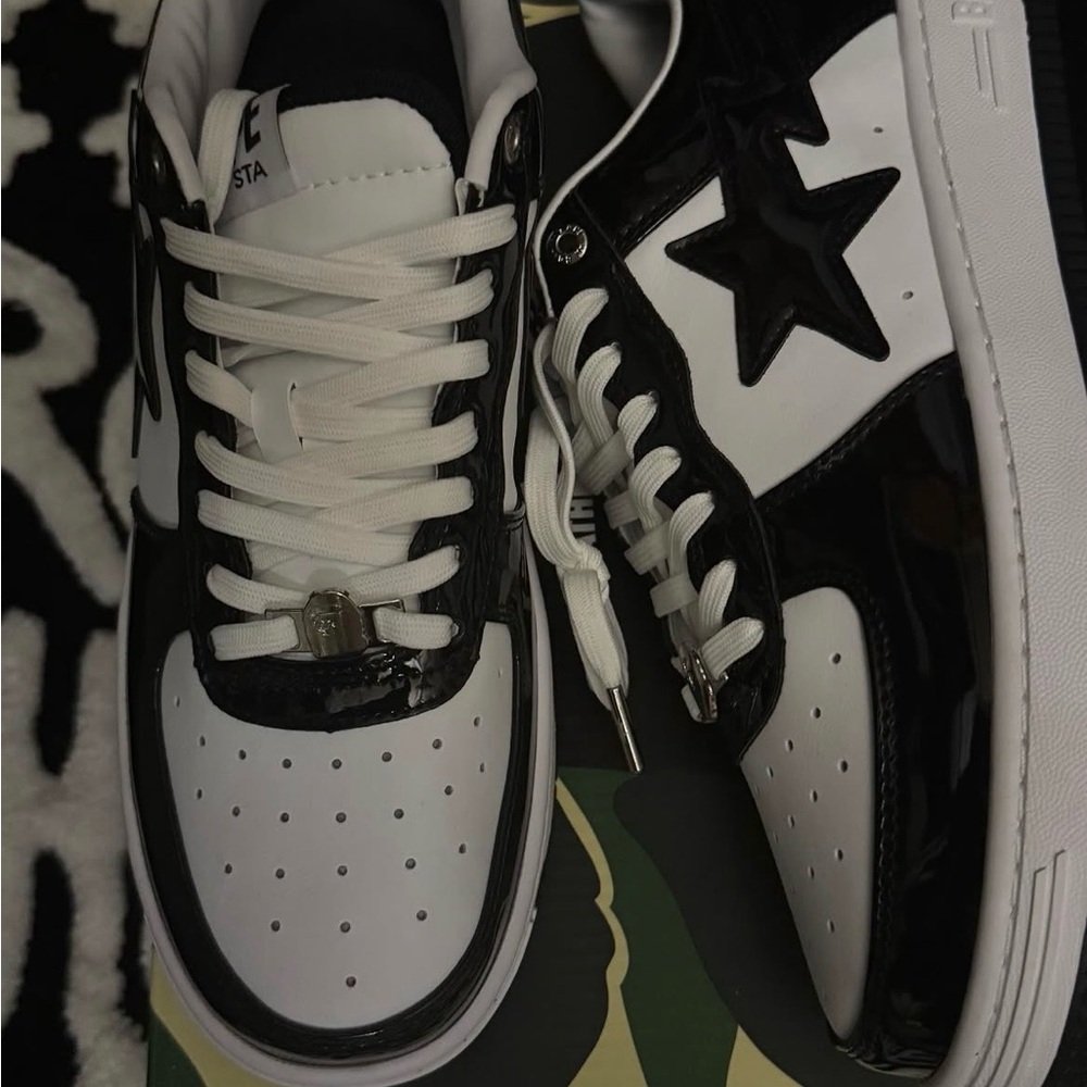 Bape Black and White Star Sneakers